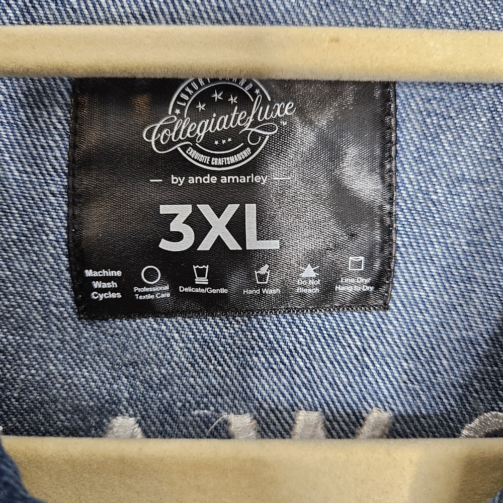 Howard Bison Blue Jean Jacket Luxury Brand Collegiate Lux By Ante Amarley 3XL - Picture 7 of 7